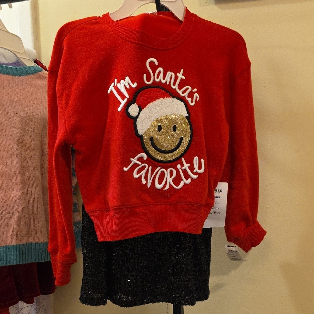Eyeshadow Red Crew Neck Santa Pancake Sweater